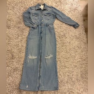 Zara Blue Denim Jumpsuit NWT